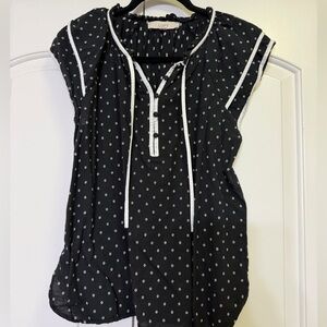 LOFT Black and White Polka Dot Blouse